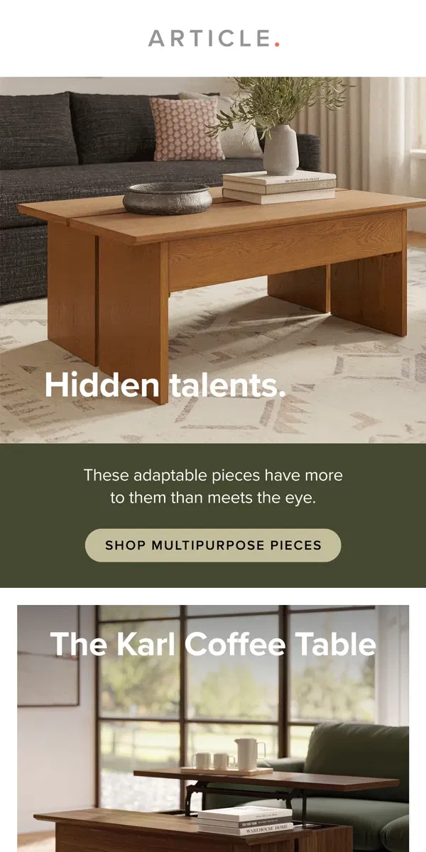 Email from Article. Double duty furniture