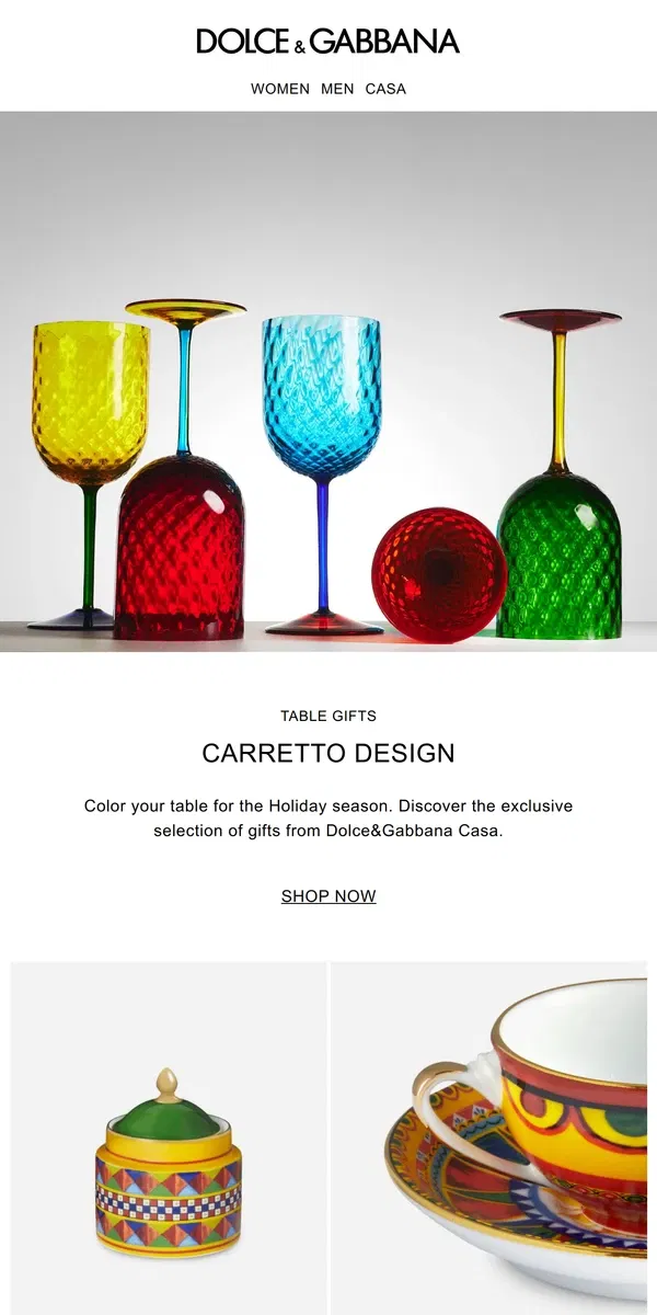 Email from Dolce & Gabbana. Exclusive Dolce&Gabbana Casa Gifts