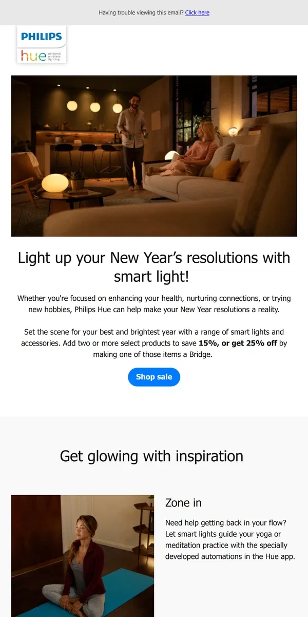 Email from Philips Hue. Make 2024 your brightest year yet 🎆 