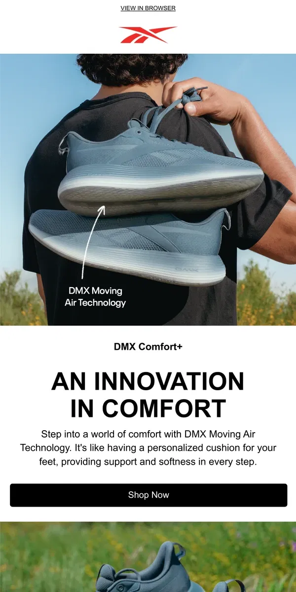 Email from Reebok. DMX Moving Air Technology is here