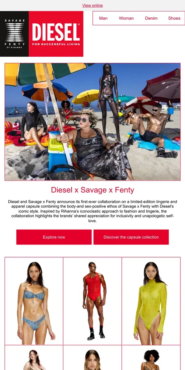 Email from Diesel. Diesel x Savage x Fenty