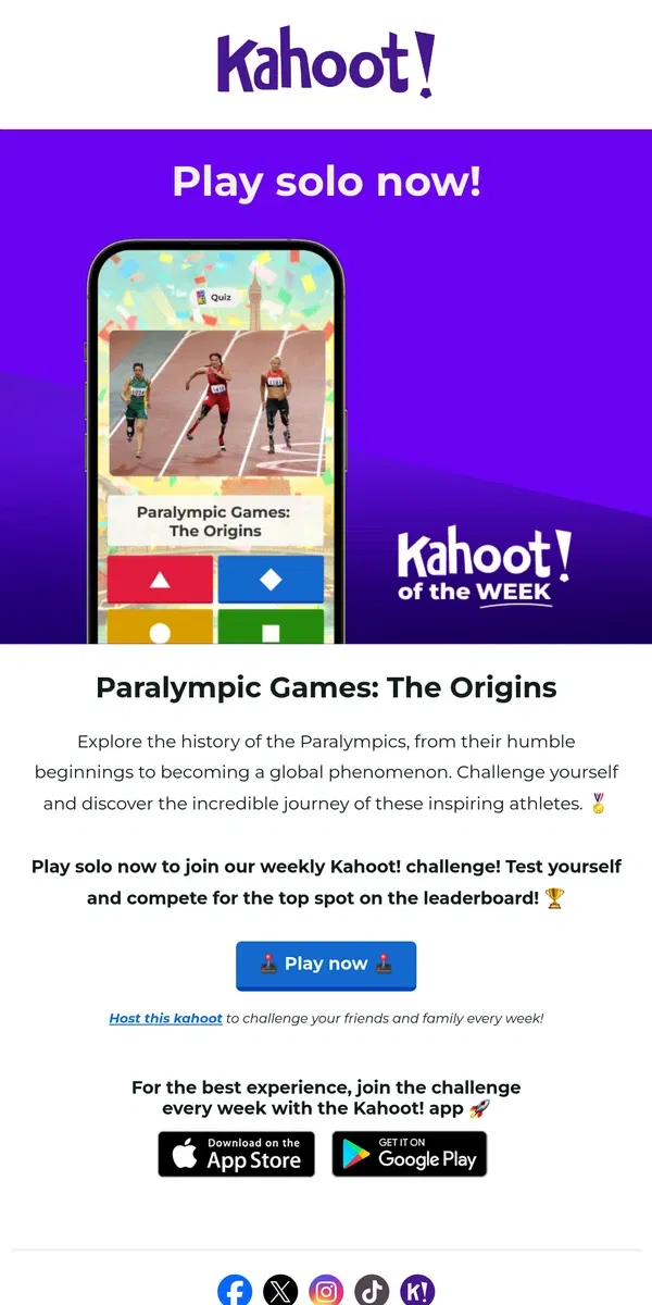 Email from Kahoot!. Hey, Kahoot! of the week is here! 🚀