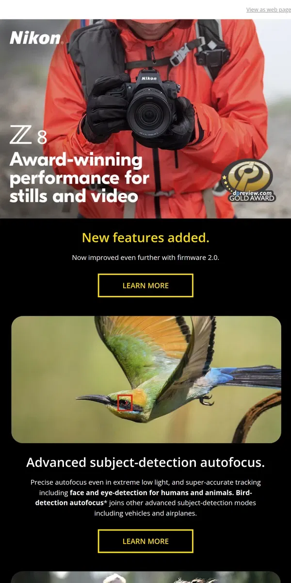 Email from Nikon. Award-winning Z 8, even MORE powerful