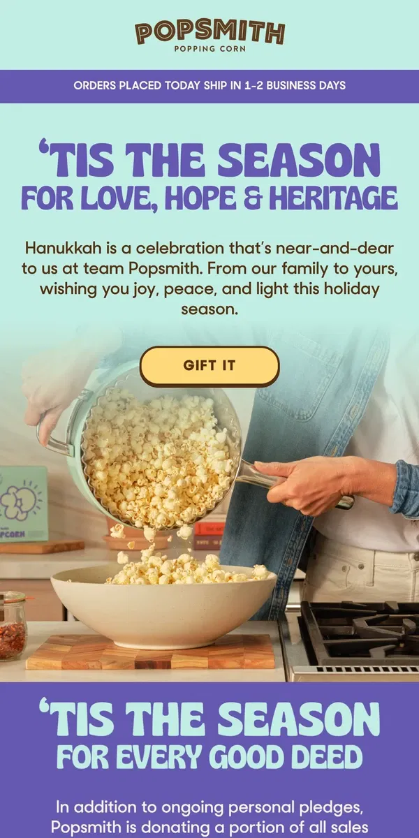 Email from Popsmith. It's a holiday celebration! 🕎