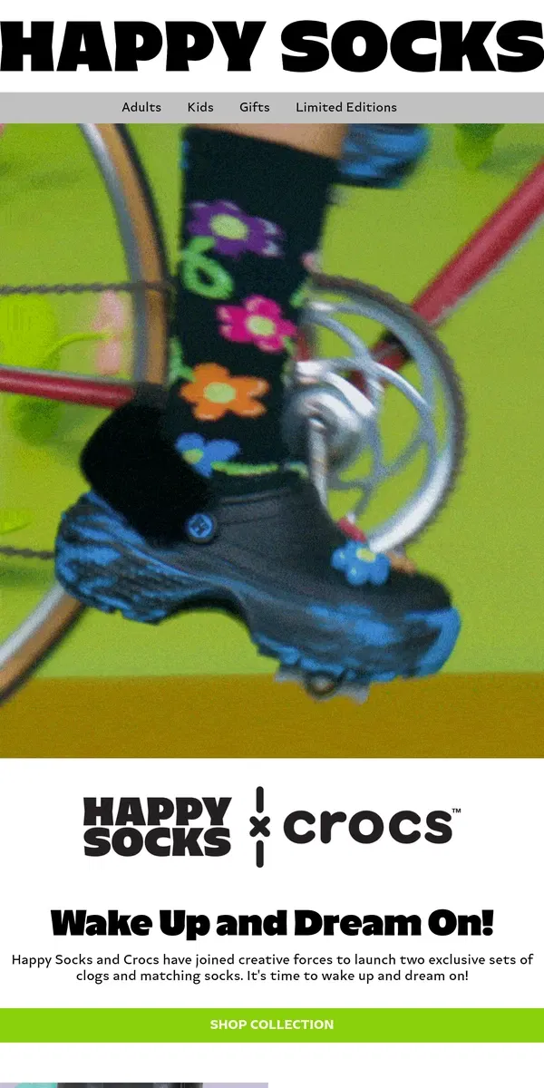 Email from Happy Socks. Happy Socks x Crocs