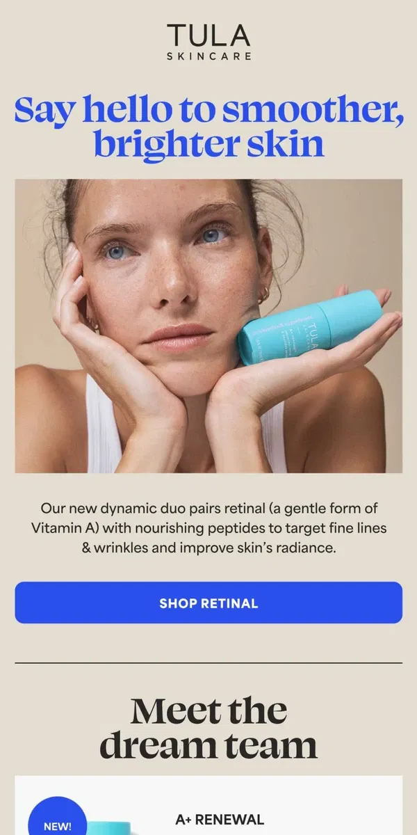 Email from TULA Skincare. ICYMI: Retinal is here!