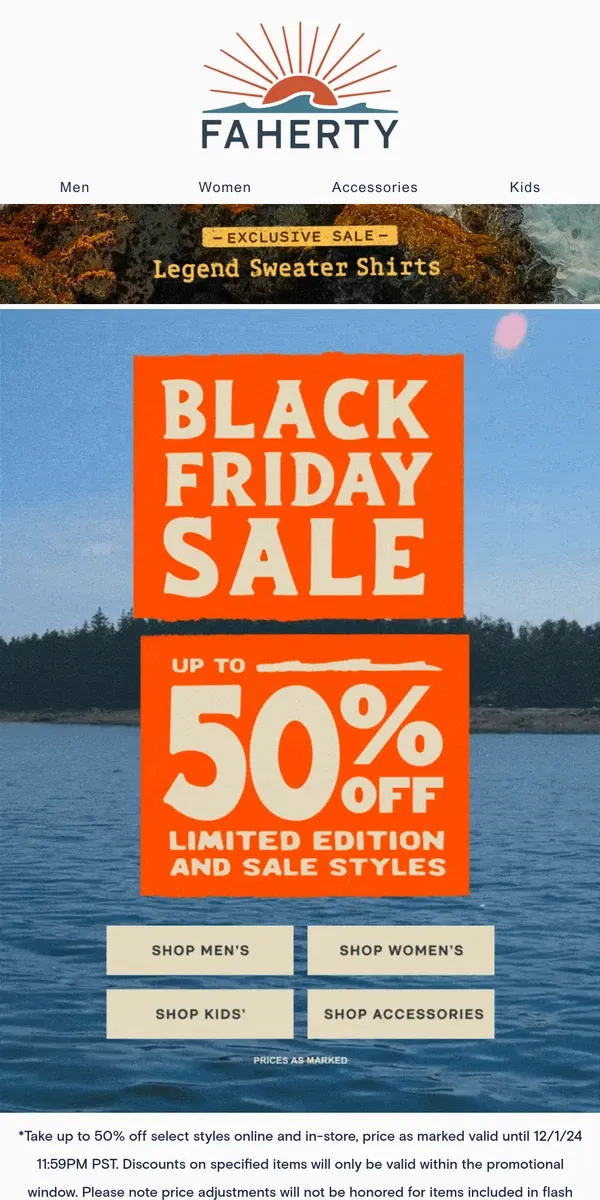 Email from Faherty. Black Friday Is Almost Gone