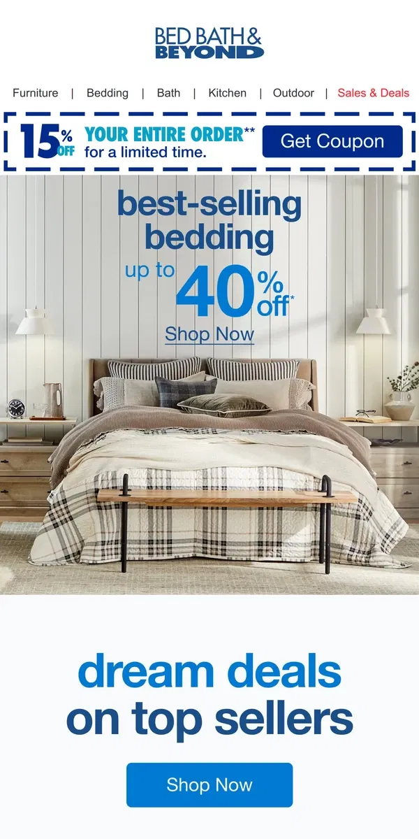 Email from Bed Bath & Beyond. There's Never Been a Better Time to Save on Our Best Bedding