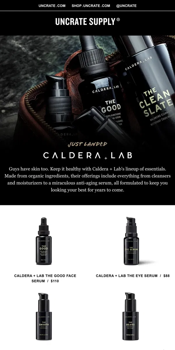 Email from Uncrate. Just Landed / Caldera + Lab