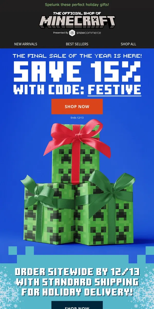 Email from Minecraft. Still Need a Gift? Shop the Final Sale of 2023!