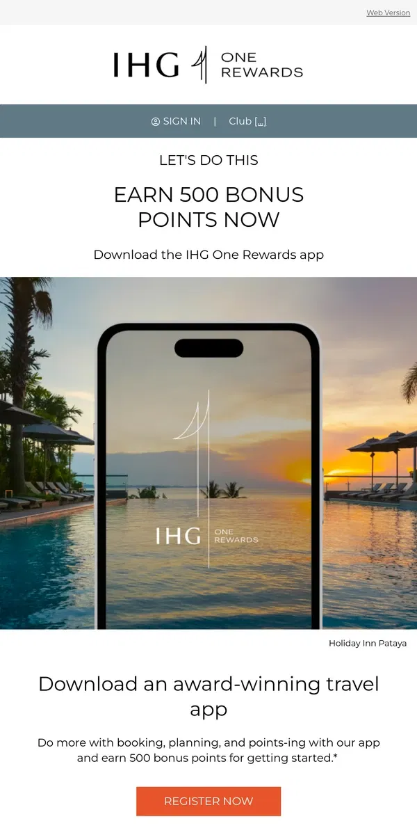 Email from IHG Hotels & Resorts. Tap into 500 bonus points now