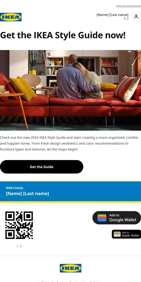 Email from IKEA. [Name], The 2024 IKEA Style Guide is ready!