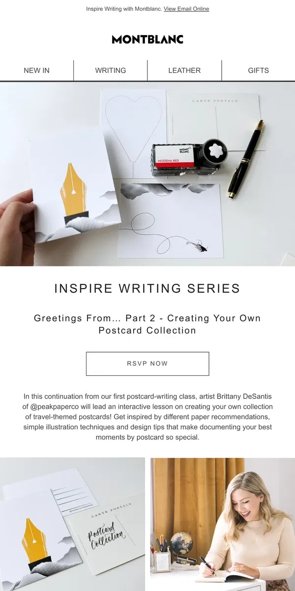 Email from Montblanc. Join our Inspire Writing Session - Creating Your Own Postcard Collection!