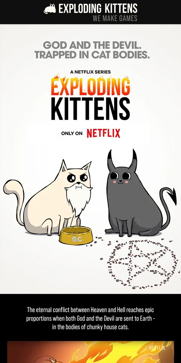 Email from Exploding Kittens. Binge on Exploding Kittens 💥