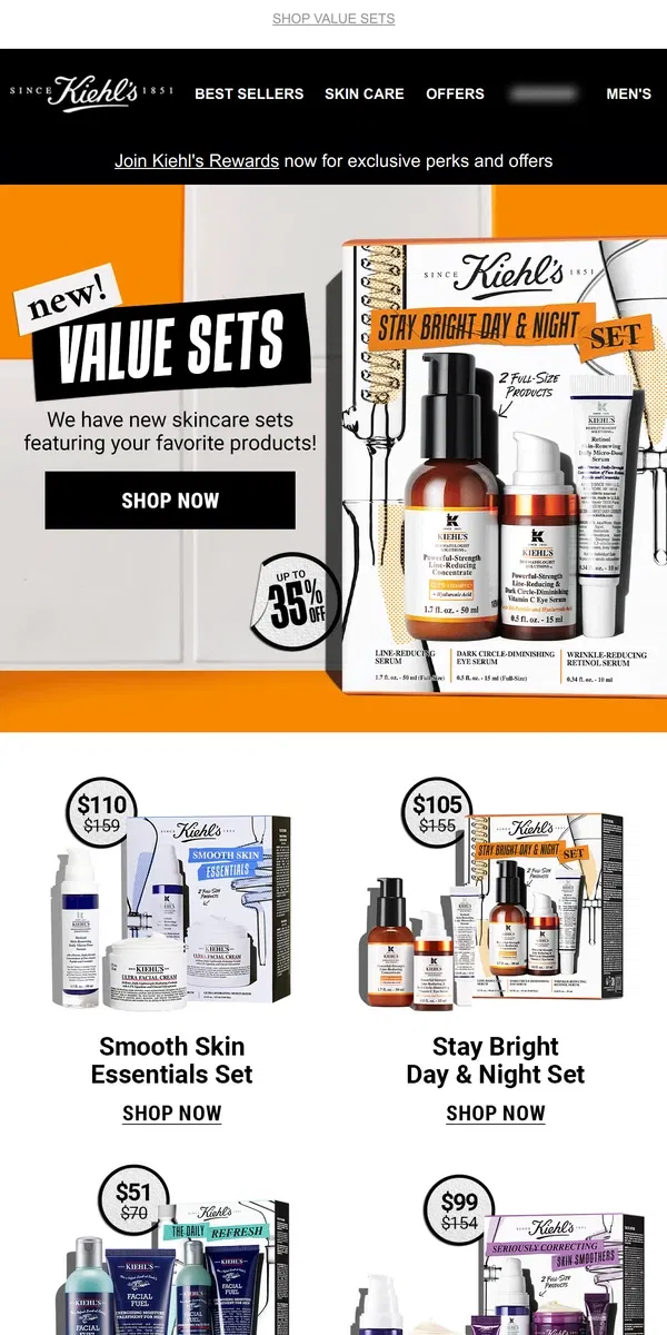 Email from Kiehl's. Save BIG With Value Sets 💸