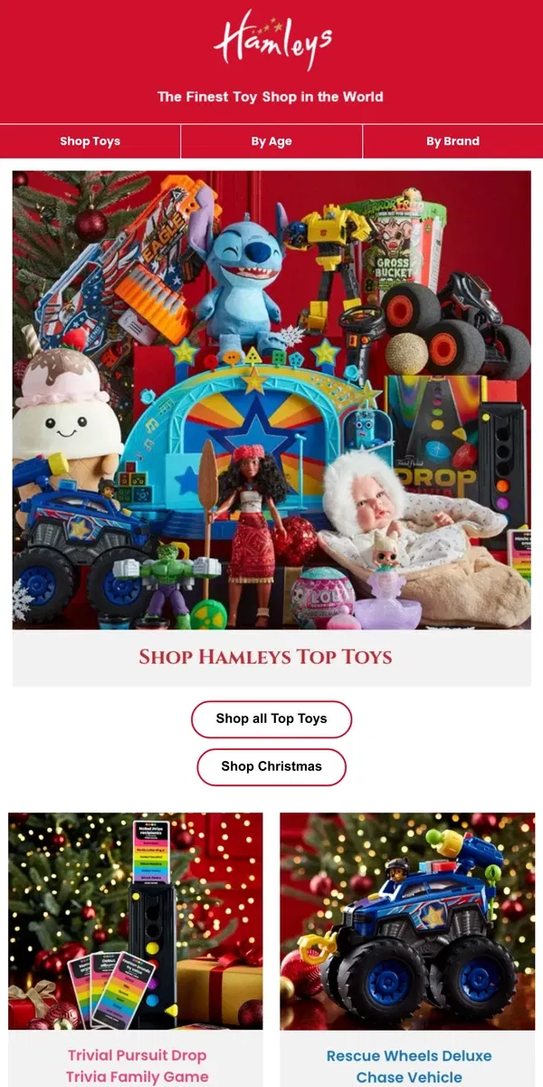 Email from Hamleys. Sleigh your Christmas with Hamleys Top Toys