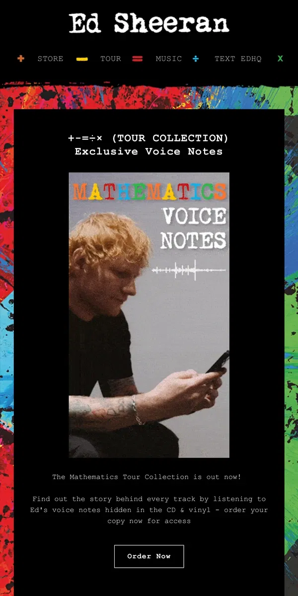 Email from Ed Sheeran. +-=÷× (TOUR COLLECTION) - Hidden Voice Notes