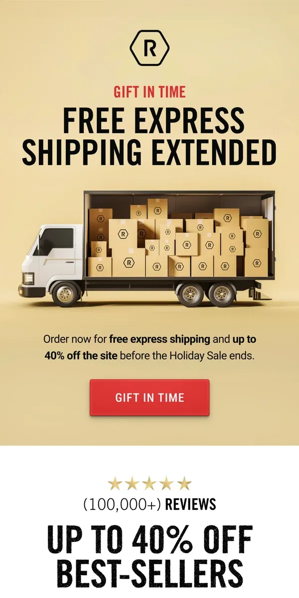 Email from The Ridge. FREE Express Shipping Extended