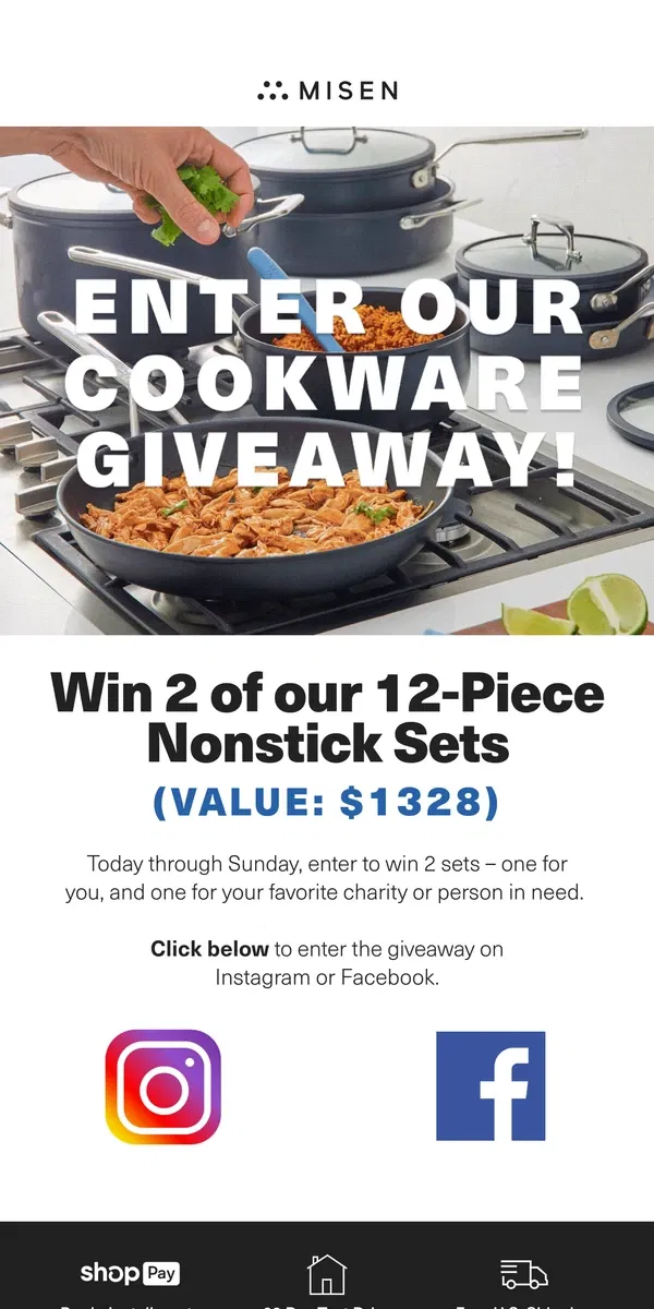 Email from Misen. Enter to Win 2 Nonstick Sets!