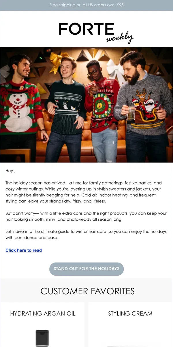 Email from Forte Series. How to standout at any holiday party