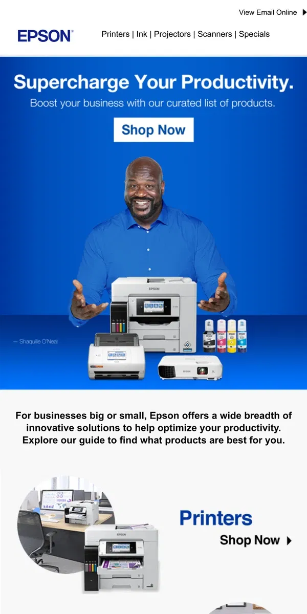 Email from Epson. Our Back to Business Buyer's Guide