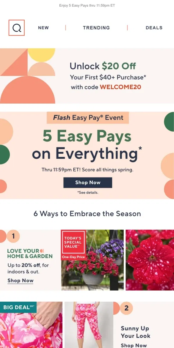 Email from QVC. Flash Event! Just in Time for Spring