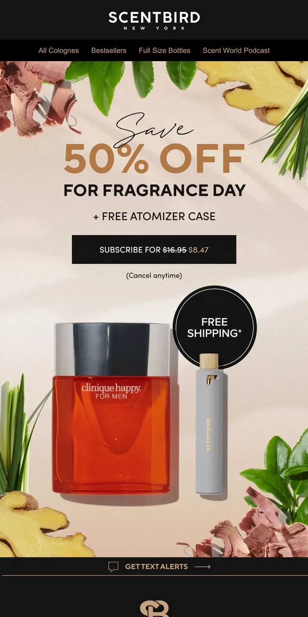 Email from Scentbird. 50% off Fragrance Day Sale!