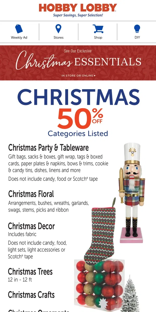 Email from Hobby Lobby. Your One-Stop Christmas Shop Is Here!