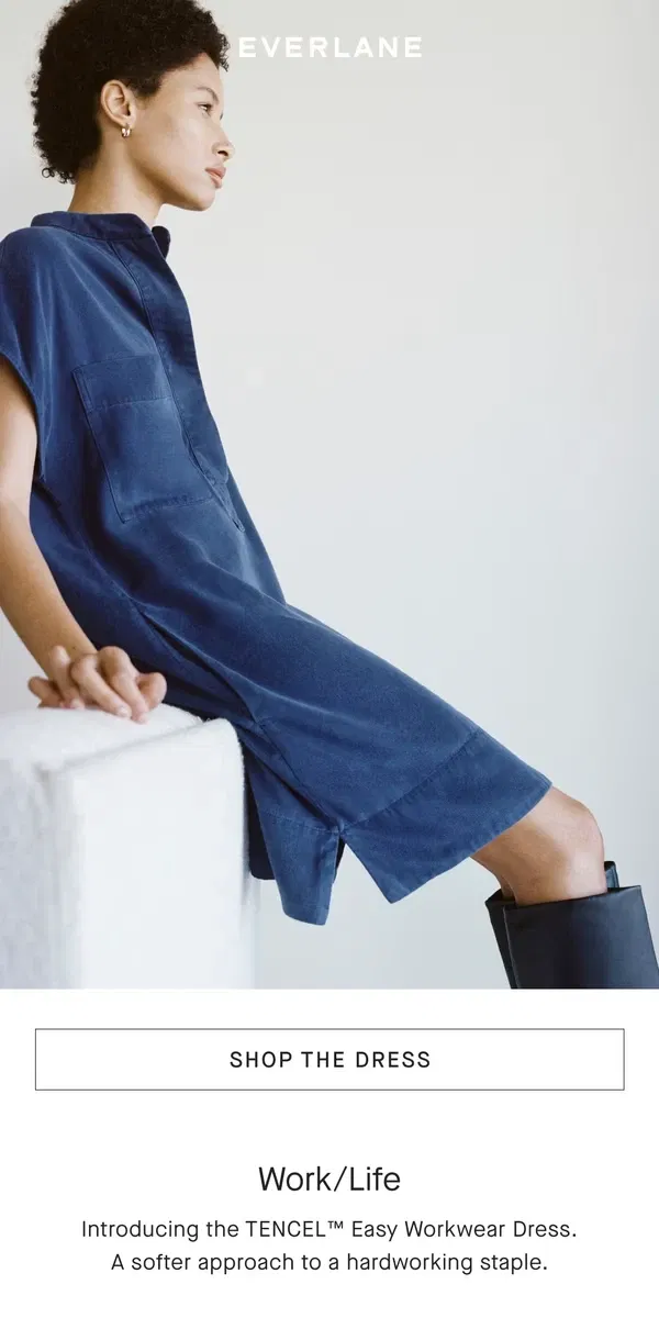 Email from Everlane. Introducing: The TENCEL™ Easy Workwear Dress