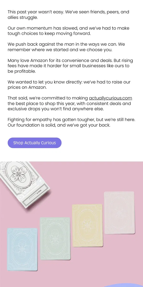 Email from Actually Curious. We’re not giving up…