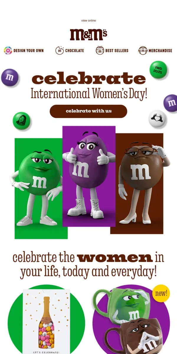 Email from M&M's. Happy International Women's Day!