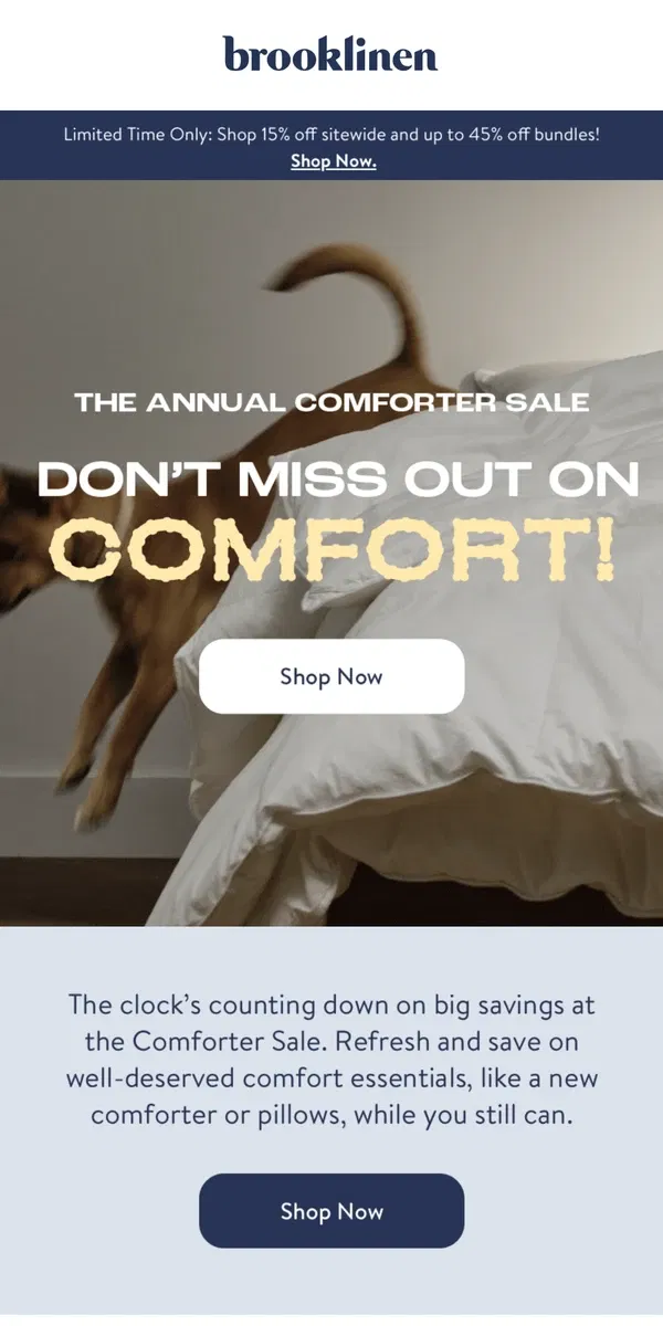 Email from Brooklinen. Expert-Approved Comfort ON SALE