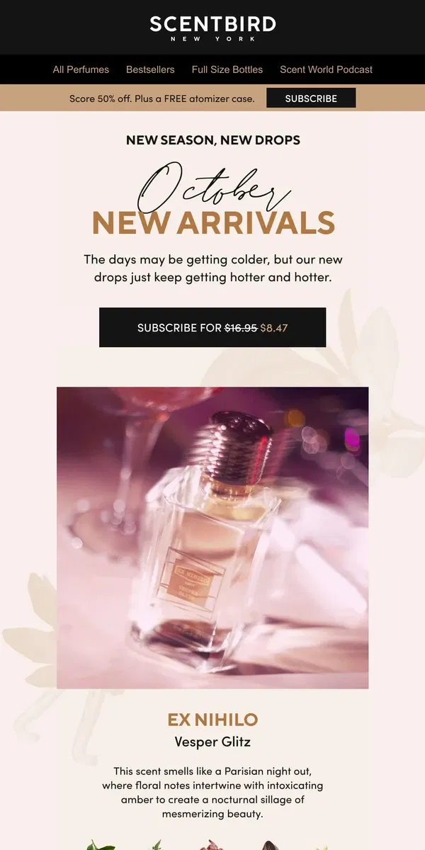 Email from Scentbird. October's new arrivals are here