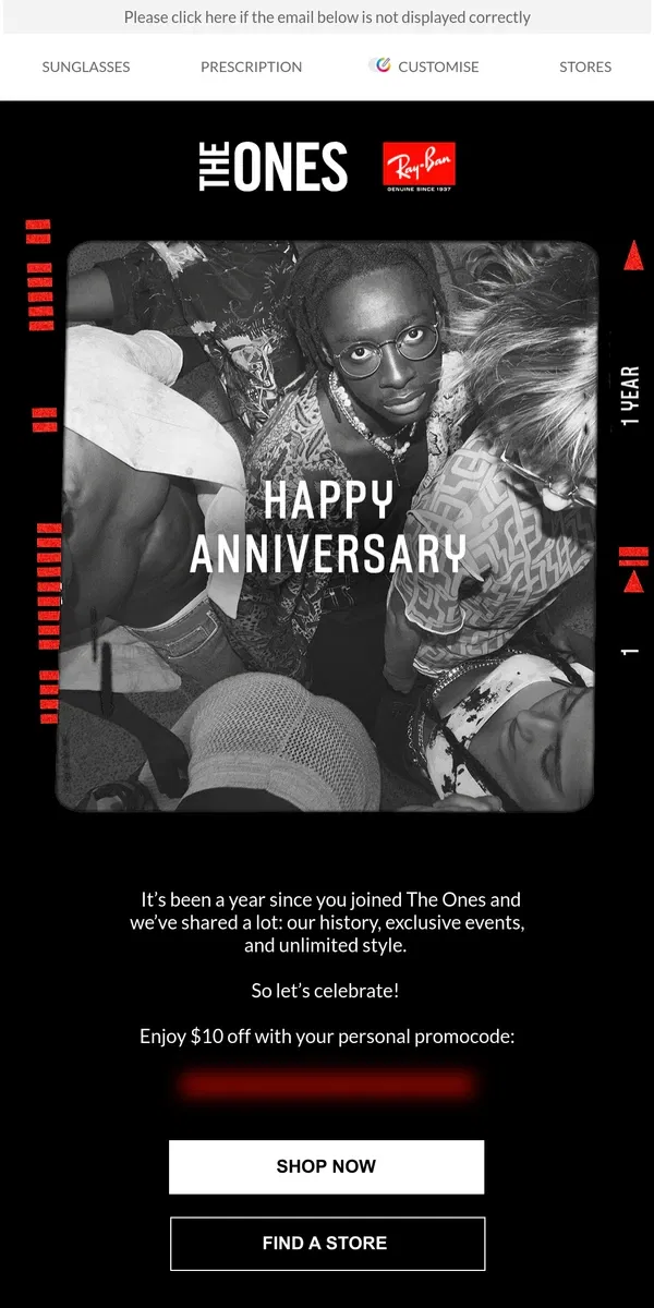 Email from Ray-Ban. It’s been a year