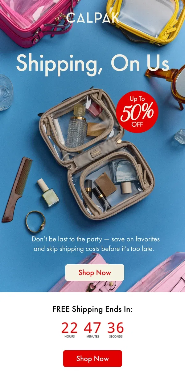 Email from CALPAK. FREE Shipping + up to 50% OFF