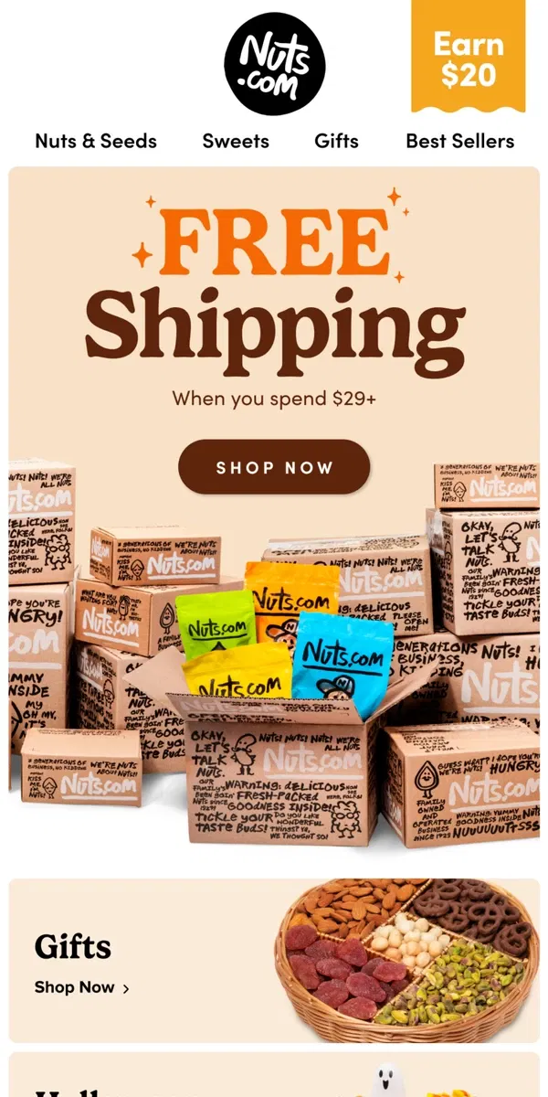 Email from Nuts.com. FREE Shipping for National Nut Day!