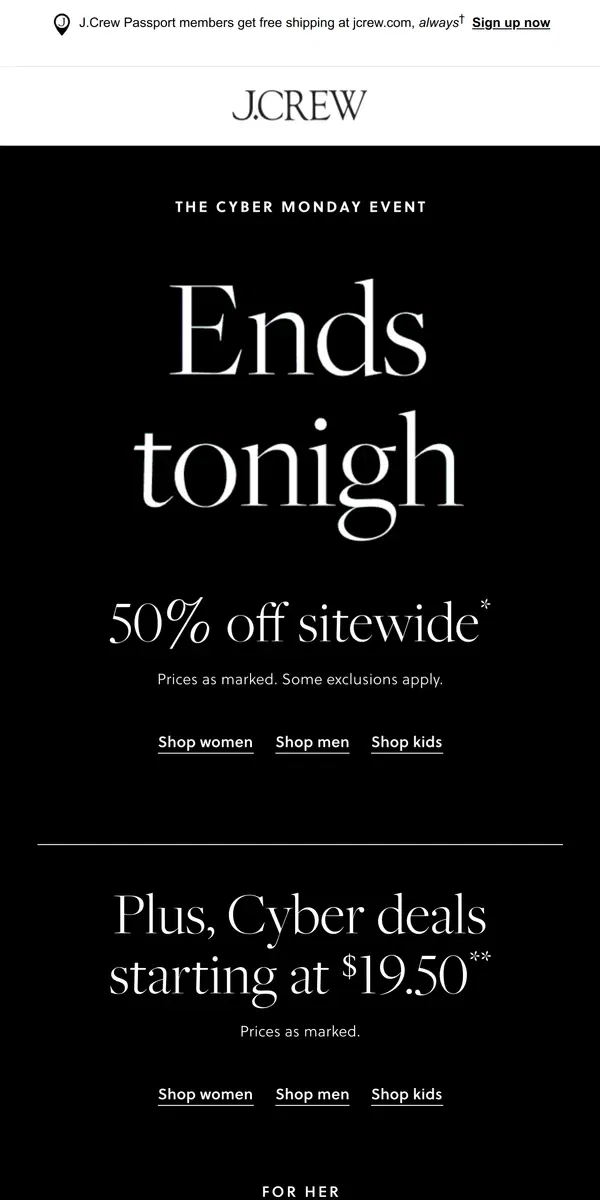 Email from J.Crew. Ends TONIGHT: 50% off sitewide and…