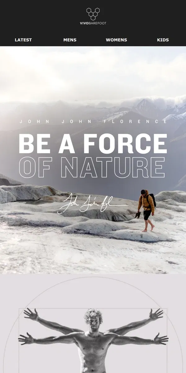 Email from Vivobarefoot. Born for exploration: John John Florence Collaboration