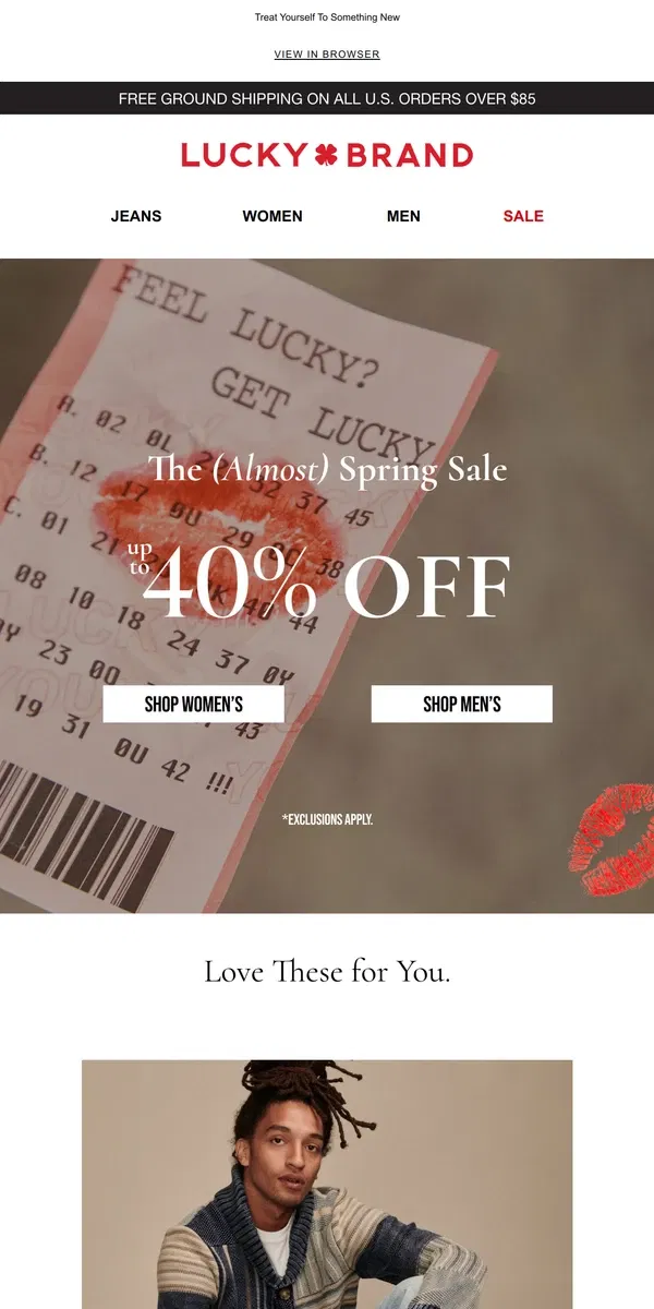 Email from Lucky Brand. Up To 40% Off 📣 Don't Miss Out!