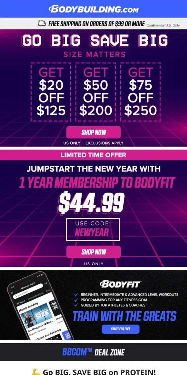 Email from Bodybuilding.com. 💪 The BIG DEALS in PROTEIN!