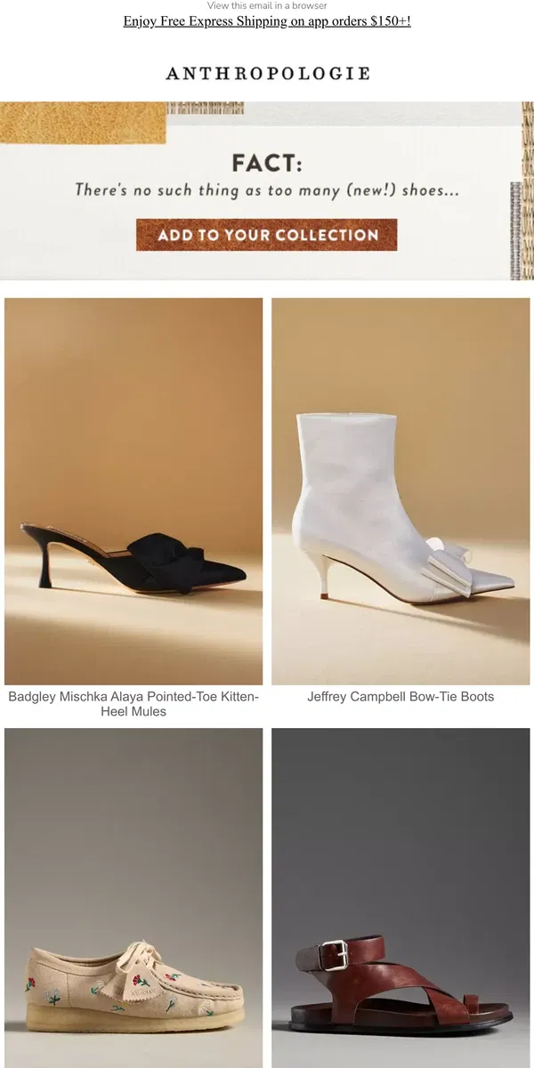 Email from Anthropologie. For our fellow shoe-lover...