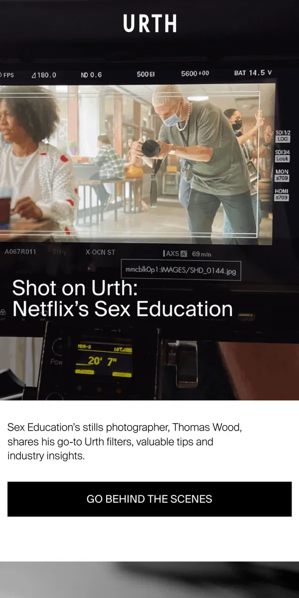 Email from Urth. BTS — Netflix’s Sex Education