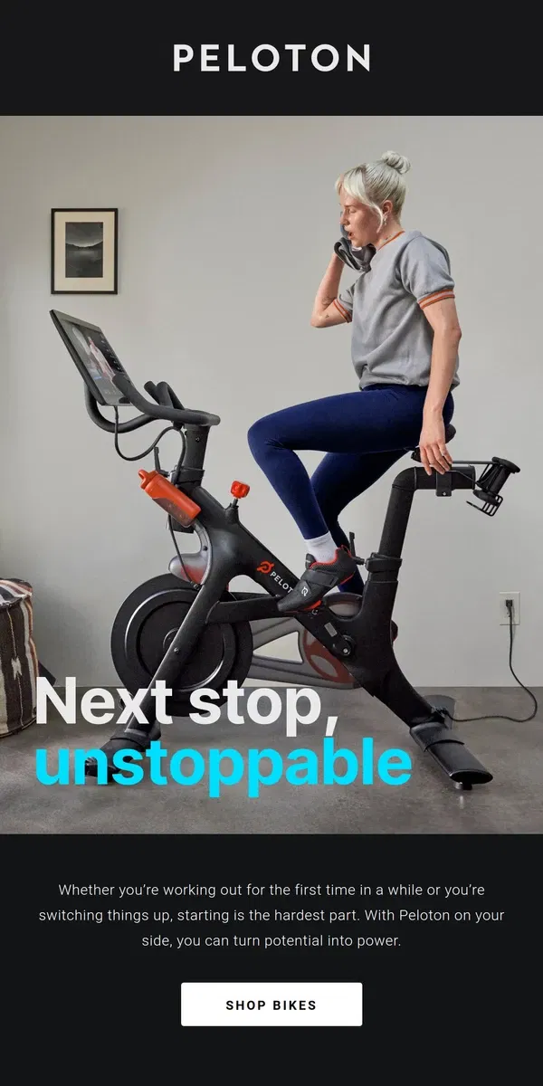 Email from Peloton. Your starting line starts here