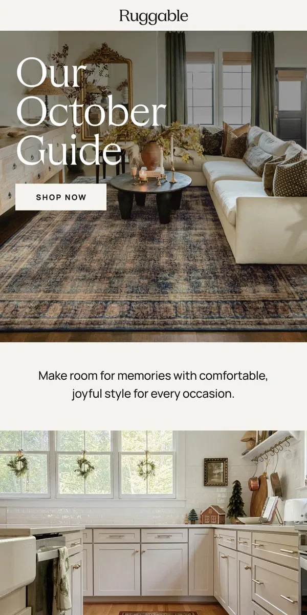 Email from Ruggable. Our October Guide is here