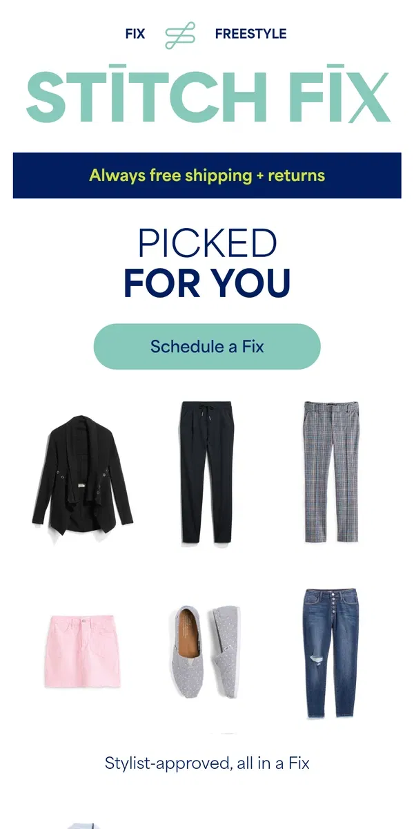 Email from Stitch Fix. New-for-you styles