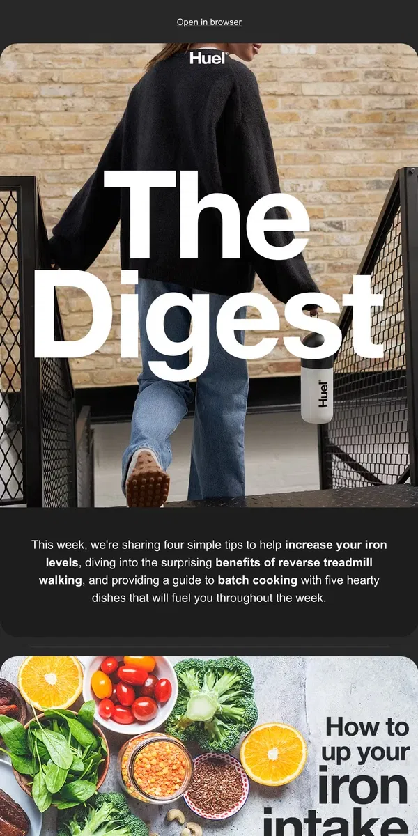 Email from Huel. 4 simple tips to up your iron 🥬