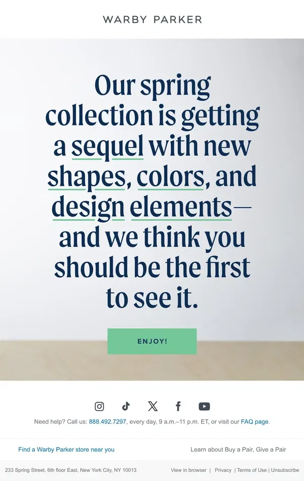 Email from Warby Parker. *Plot twist*