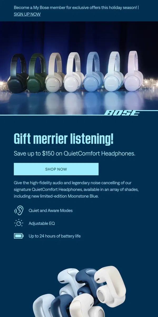 Email from Bose. New QuietComfort Headphones color drop!