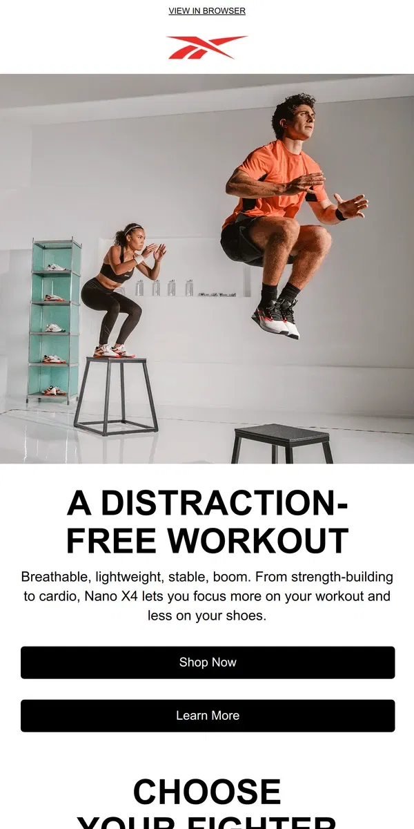 Email from Reebok. Do more with Nano X4