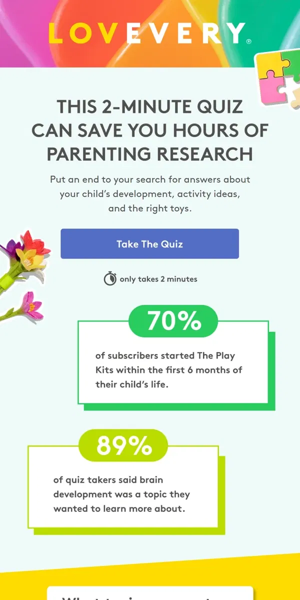 Email from Lovevery. Your key to easier parenting